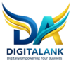 Digitalank logo with DA monogram and wings, representing digital growth, speed, and innovation.